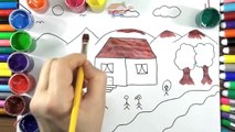 Renkleri Öğreniyorum | Boyama Çilek için Ev Çizmek için Eğitici Video