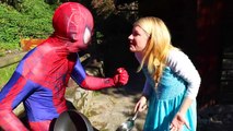 Frozen Elsa becomes a ZOMBIE? w/ Spiderman Hulk Joker Black Spiderman Superman Pink Spidergirl IRL