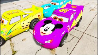 Disney COLOR CARS Lightning McQueen and Spiderman Cartoon Big Plane Colors for Kids Nursery Rhymes