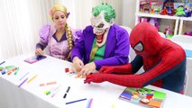 Spiderman & Joker AT SCHOOL FIDGET SPINNER PROHIBITED w/ Teacher Frozen Elsa Superhero in Real Life