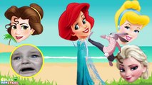 Elsa Disney Princess Frozen Wrong Heads Badbaby cry crying Belle, Cinderella Finger Family Song Toys