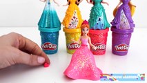 Learn Colors Play Doh Sparkle Disney Princess Dresses Ariel Elsa Belle Magiclip