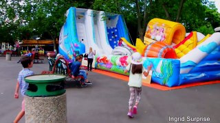 GIANT INFLATABLE SLIDE Outside Playground Fun - kids playing COMPILATION
