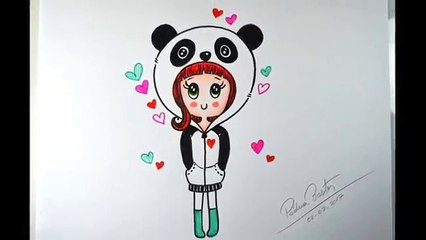 Como desenhar Bonequinha PANDA Tumblr - passo a passo