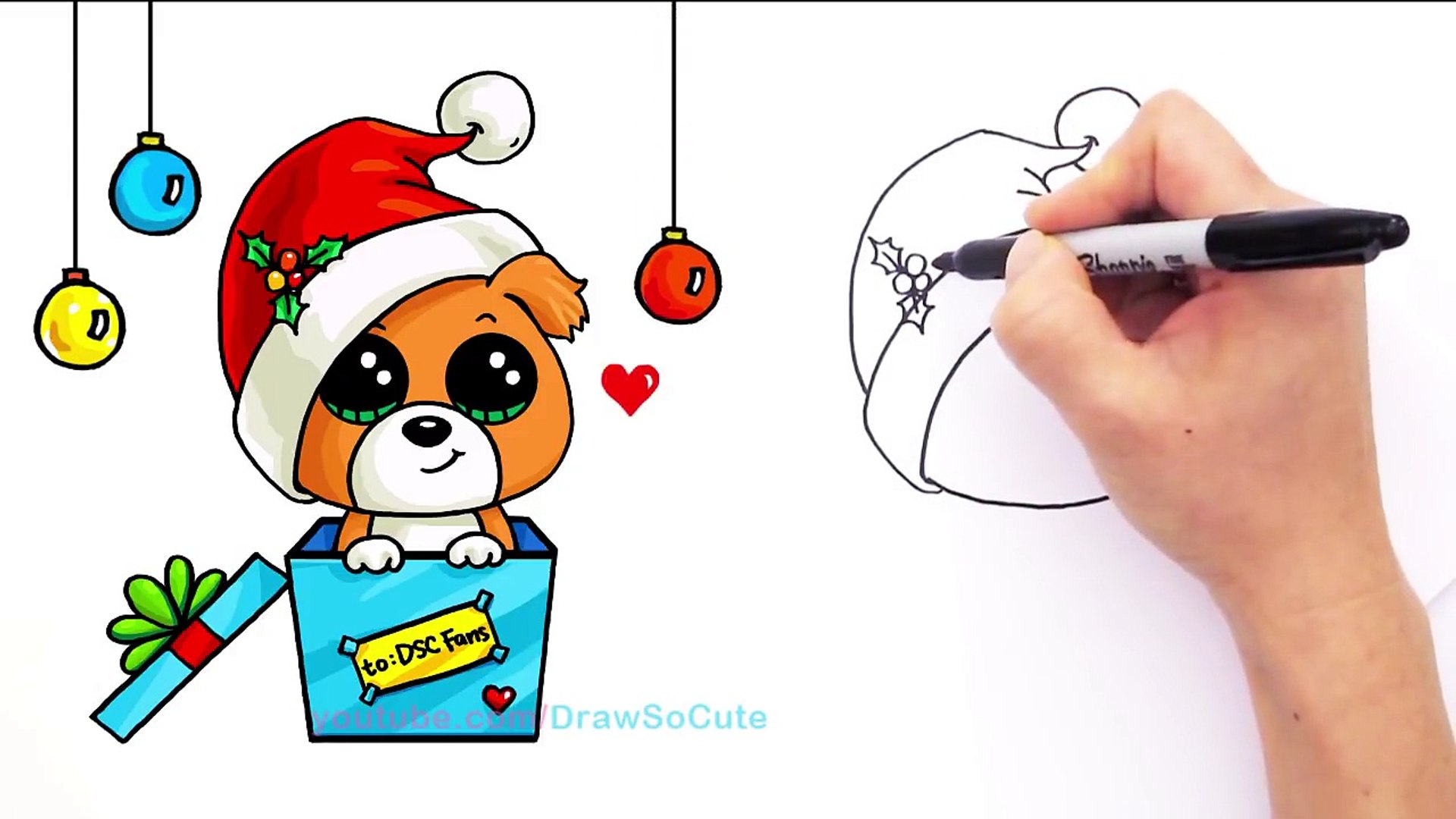 How To Draw Puppy Christmas Present Step By Step Easy Holiday Special