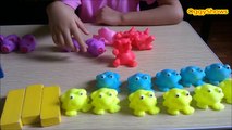 Learning Animals, Colors and Counting For Children. Three little pigs story with rubber pigs toys