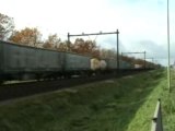 Black class66 diesel locomotive with intermodal