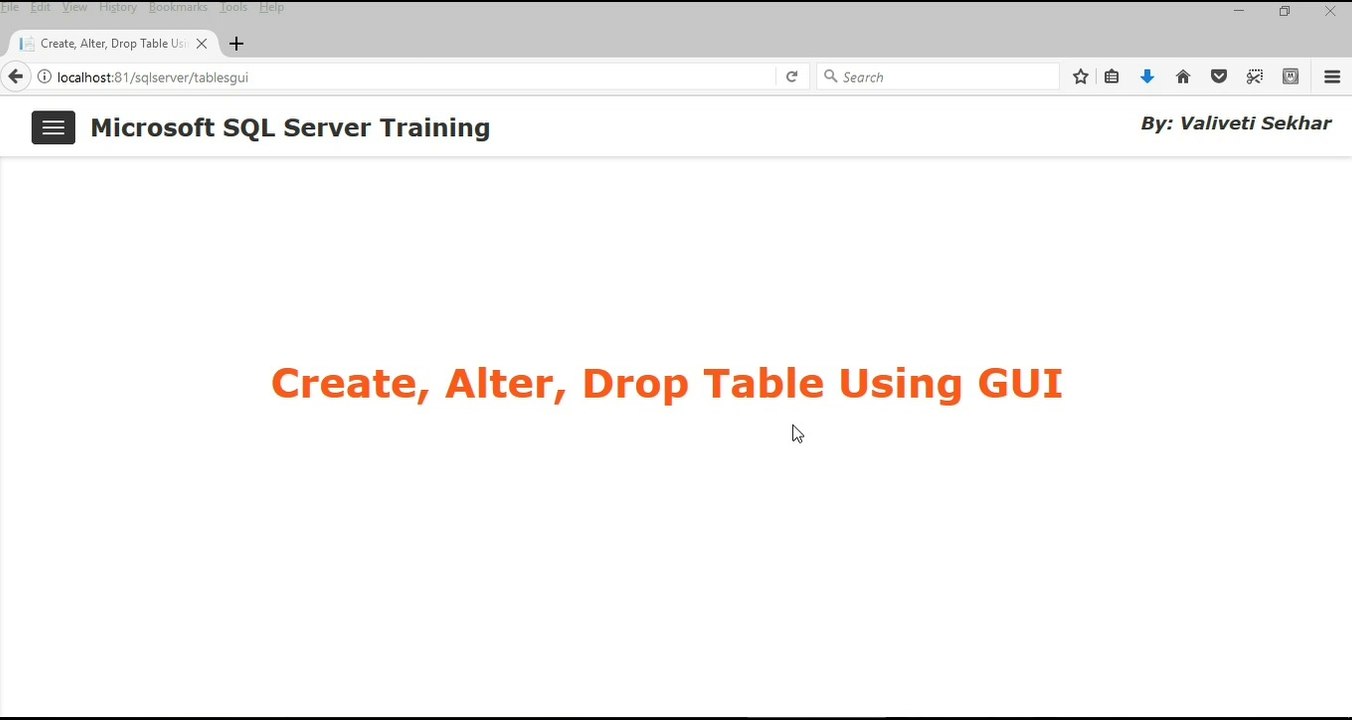 Microsoft SQL Server 2017 Training - Create, Alter, Drop Table Using GUI - Part 9