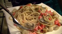 Ω (HD) ASMR - Spaghetti in Cream Sauce | Pasta ( Eating Sounds )