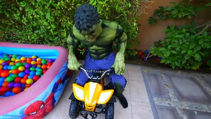 HULK MOTORBIKE HIT Police Spiderman! w/ Joker Iron Man Superhero Fun Prank Movie in Real Life