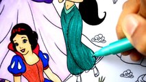 Disney Princess Cinderella, Jasmine, Ariel,Aurora,belle And Snow white Coloring page for kids