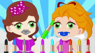 Learn Colors with Color Lipstick Bad baby crying Frozen Elsa And Sofia nursery rhymes for kids