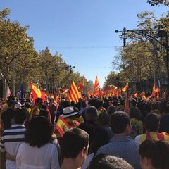 Pro-Spanish Unity Supporters March Through Barcelona