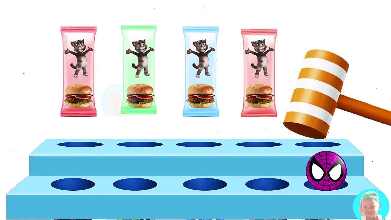 Talking Tom and Friends In a Hamburger Cartoons Finger Family Song Colors Learn
