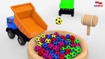 Learn Colors with Superheros Eggs vs Soccer Balls  Colors Toddlers Babies - Dump Truck for Kids