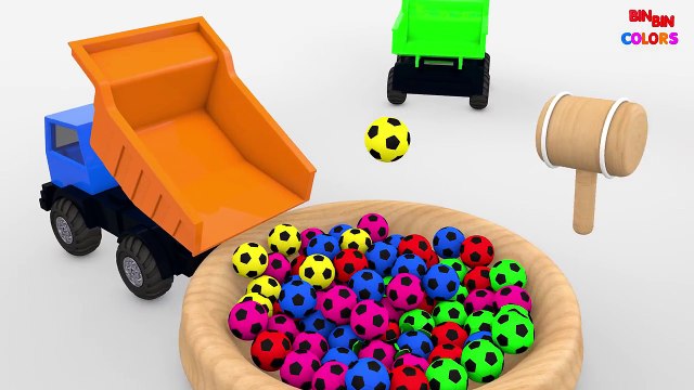 Learn Colors with Superheros Eggs vs Soccer Balls Colors Toddlers Babies - Dump Truck for Kids