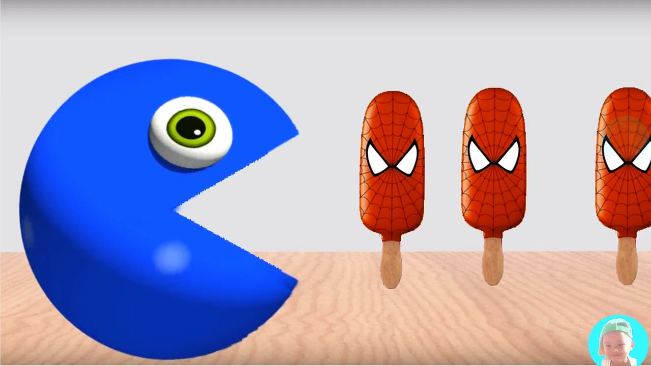 Learn Colors With 3D Ice Cream Spider And Pacman For Kids, Toddlers ...