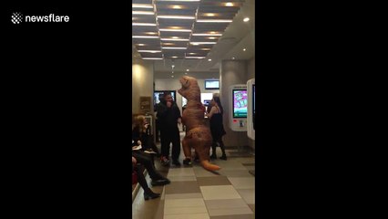 Download Video: Hungry T-Rex queues in Dalston McDonalds