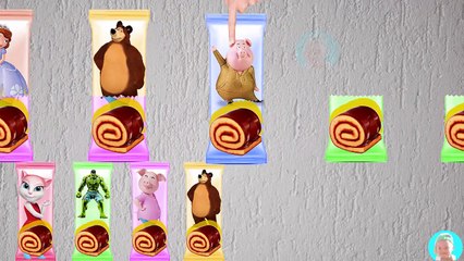 Angela Hulk Elsa Cake Chocolates Finger Family Song Colors Learning video for Kids