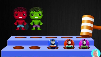 HULK Balloon Blasting Surprise Learn Color with thomas and friends trains for kids
