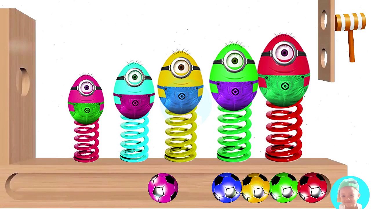 Learn Colors Giant egg surprise minions Wooden Face Hammer Xylophone Finger Family Nursery Rhymes