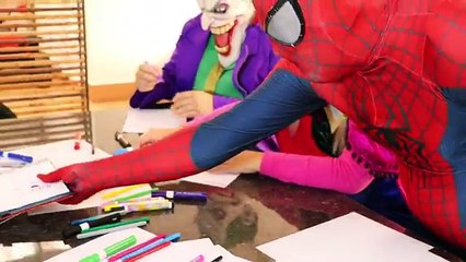 Frozen Elsa & Spiderman AT SCHOOL LEARN COLORS! w/ Anna Joker Teacher Frozen Elsa Superhero Fun