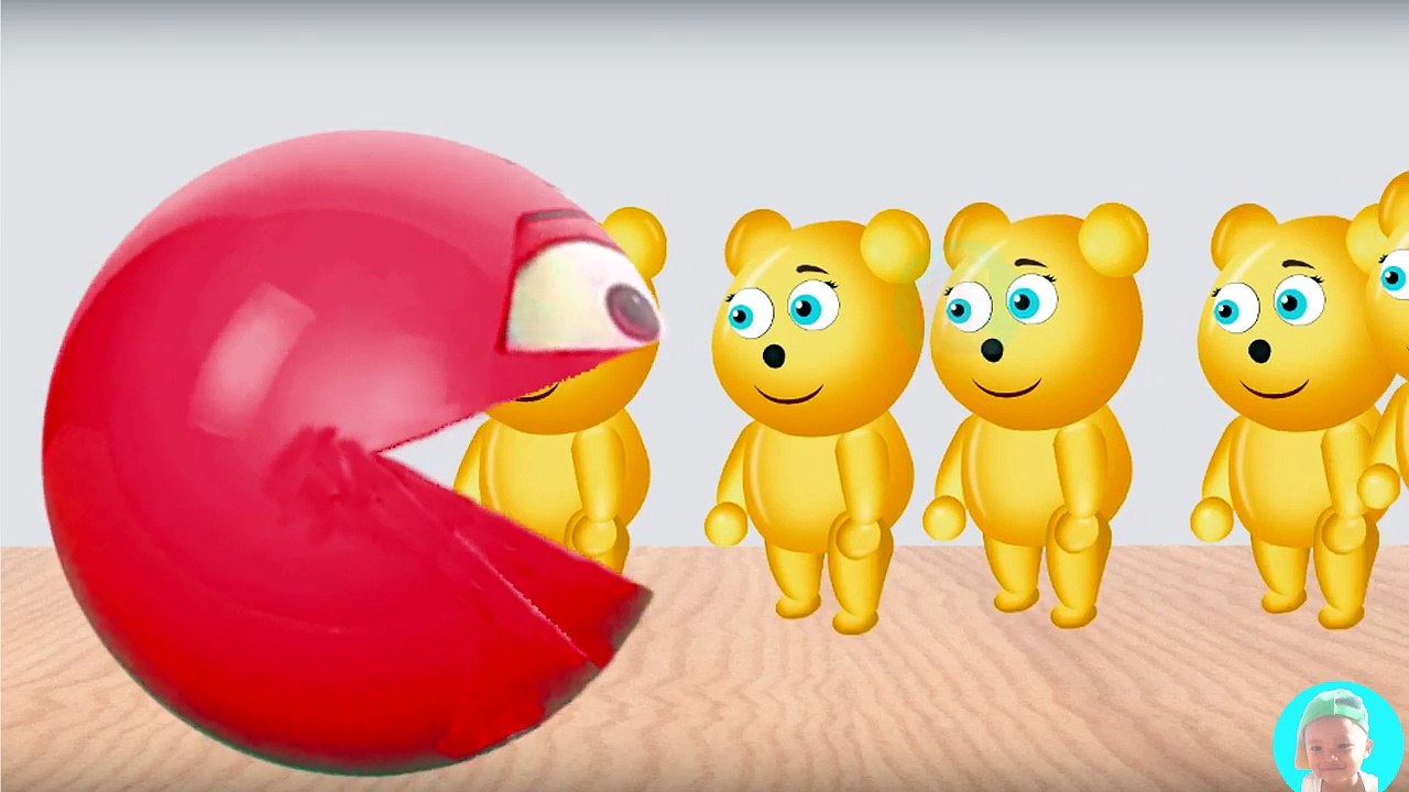 Learning Colors with 3D Pacman Suprise Eggs Cars Lightning McQueen eating Mega gummy bear Toilet Poo