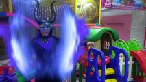 Indoor playground family fun for kids with doc mcstuffins doctor kit doc and Maleficent in real life