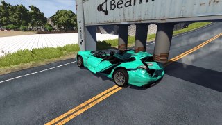 BeamNG drive - Upside down Bollards car Crashes