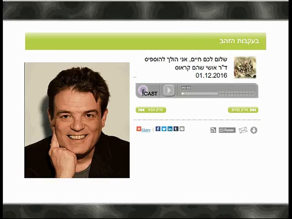 שלום לכם חיים אני הולך להוספיס:  ד"ר אושי שוהם קראוס בשיחה עם  ד"ר מיקי ברקוביץ מנהלת ההוספיס שיבא תל השומר