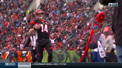 Dalton gets the edge on Jeremiah George on scramble for first down