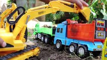 รถแม็คโครรับจ้างขุดสระ จำลองการทำงานรถก่อสร้าง - รถตักดิน รถดั้ม รถบรรทุก Trucks for children