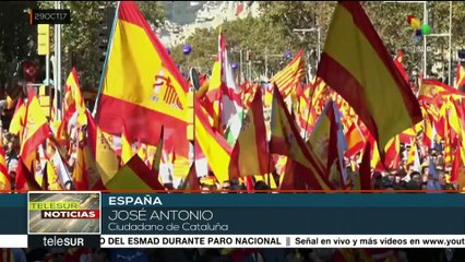 Unionistas marchan a favor de que Cataluña siga siendo española