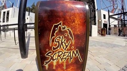Sky Scream Roller Coaster POV Premier Launched Ride Holiday Park Germany