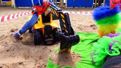 Bad Baby Learn Colors on Excavator with Buried JOKER Johny Johny Yes Papa Songs for kids-_AqouHCiCLQ