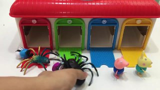 Giant Spider Attacks Peppa Pig Family, Hulk rescue Peppa Pig at Tayo the Little Bus Garage Station-wgAQ_hQWR5M