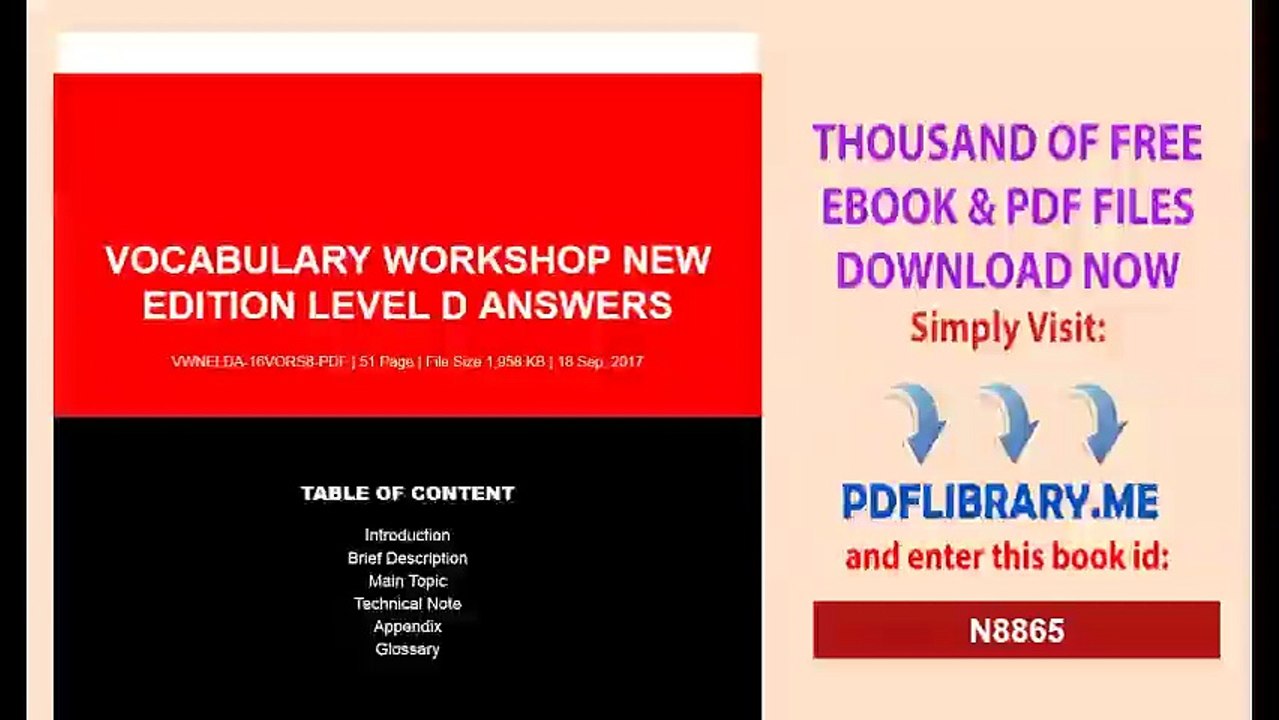 Vocabulary Workshop New Edition Level D Answers
