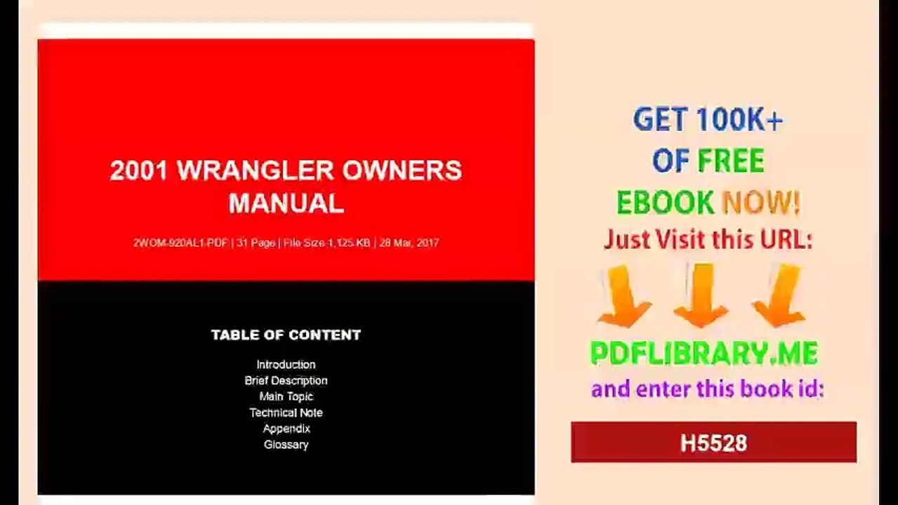2001 Wrangler Owners Manual