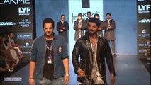 179.Arjun Kapoor walks the ramp in leather jacket at LFW 2016