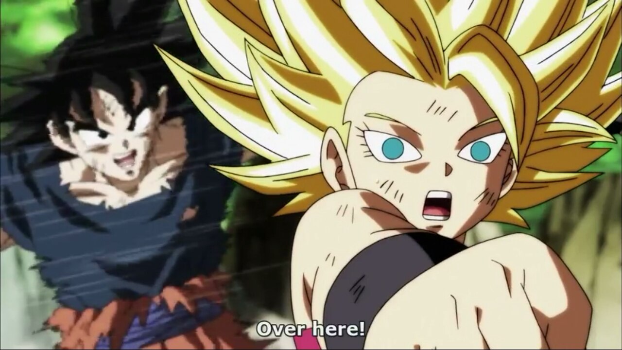 Goku Uses The After Image Technique On Caulifla ( English Sub )