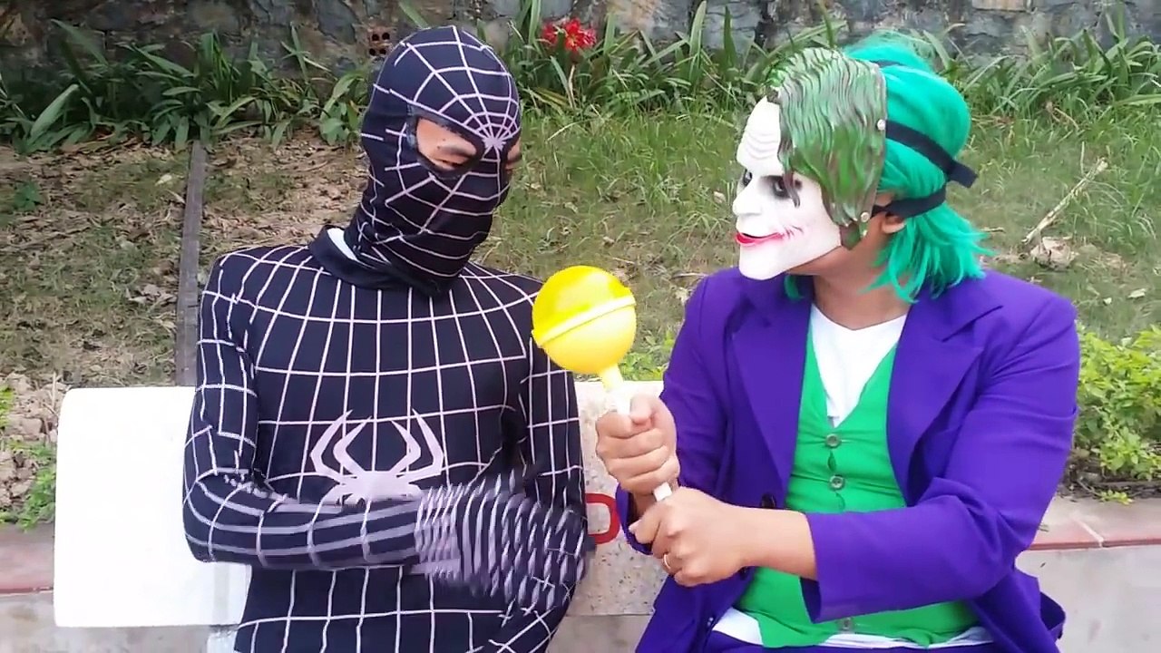 Police Baby Threw By Joker vs Black Spideman w/ Funny Pranks Superheroes