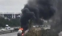 İstanbul - Ankara otoyolunda tanker alev aldı, yol trafiğe kapatıldı