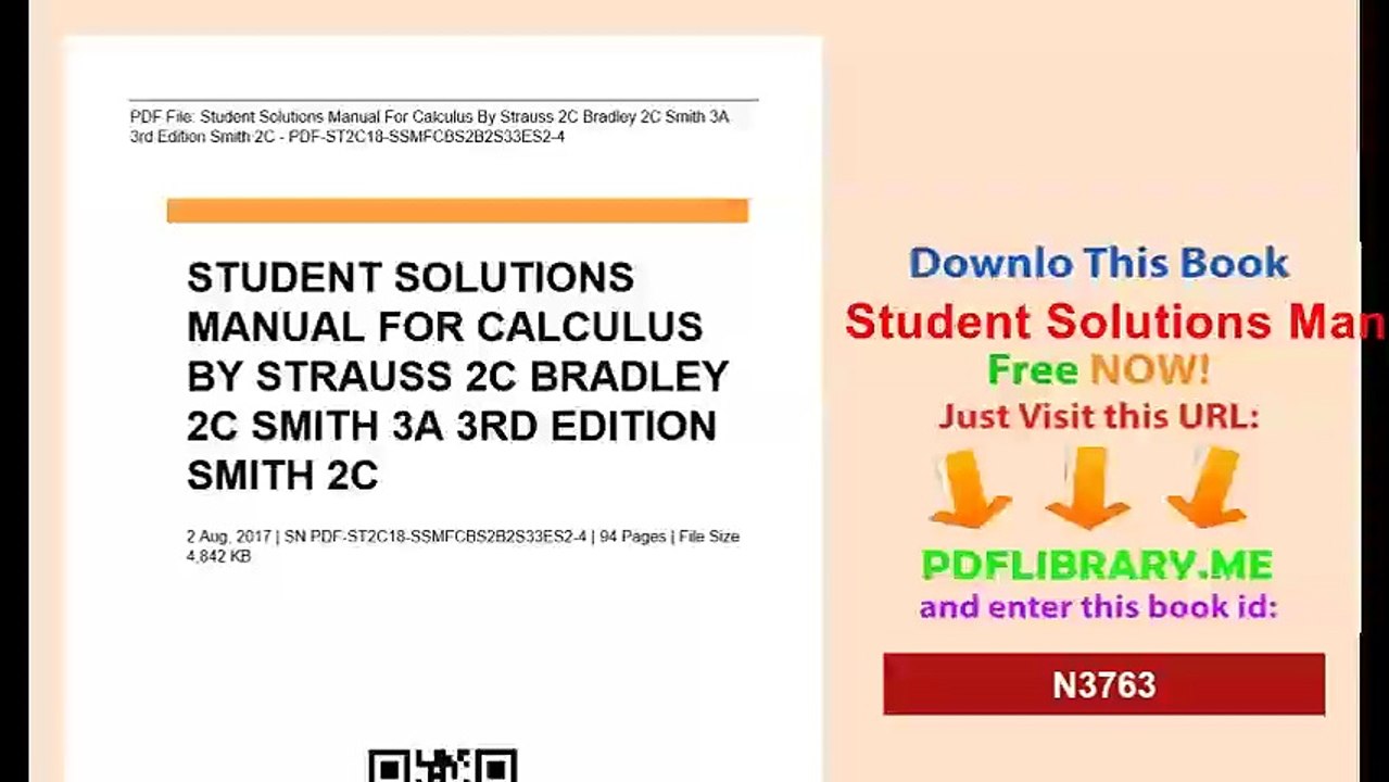 Student Solutions Manual For Calculus By Strauss2C