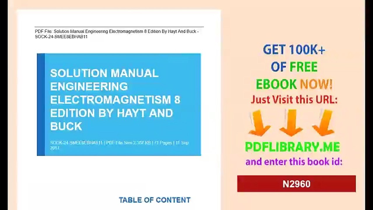Solution Manual Engineering Electromagnetism 8 Edition By Hayt And Buck