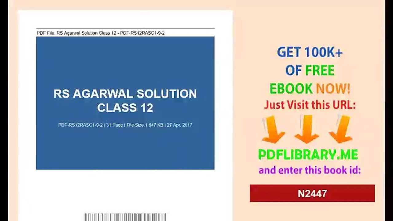 RS Agarwal Solution Class 12