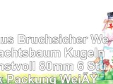 Luxus Bruchsicher Weihnachtsbaum Kugeln  Kunstvoll 80mm 6 Stück Packung  Weiß