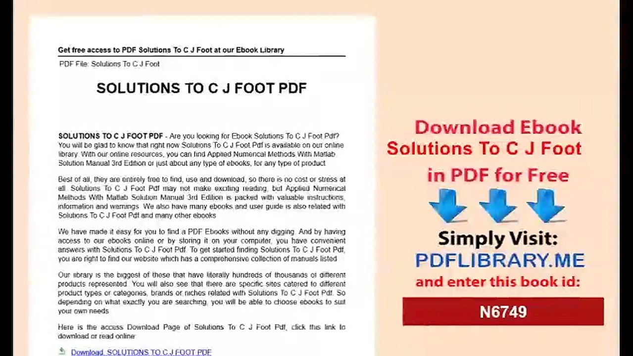 Solutions To C J Foot