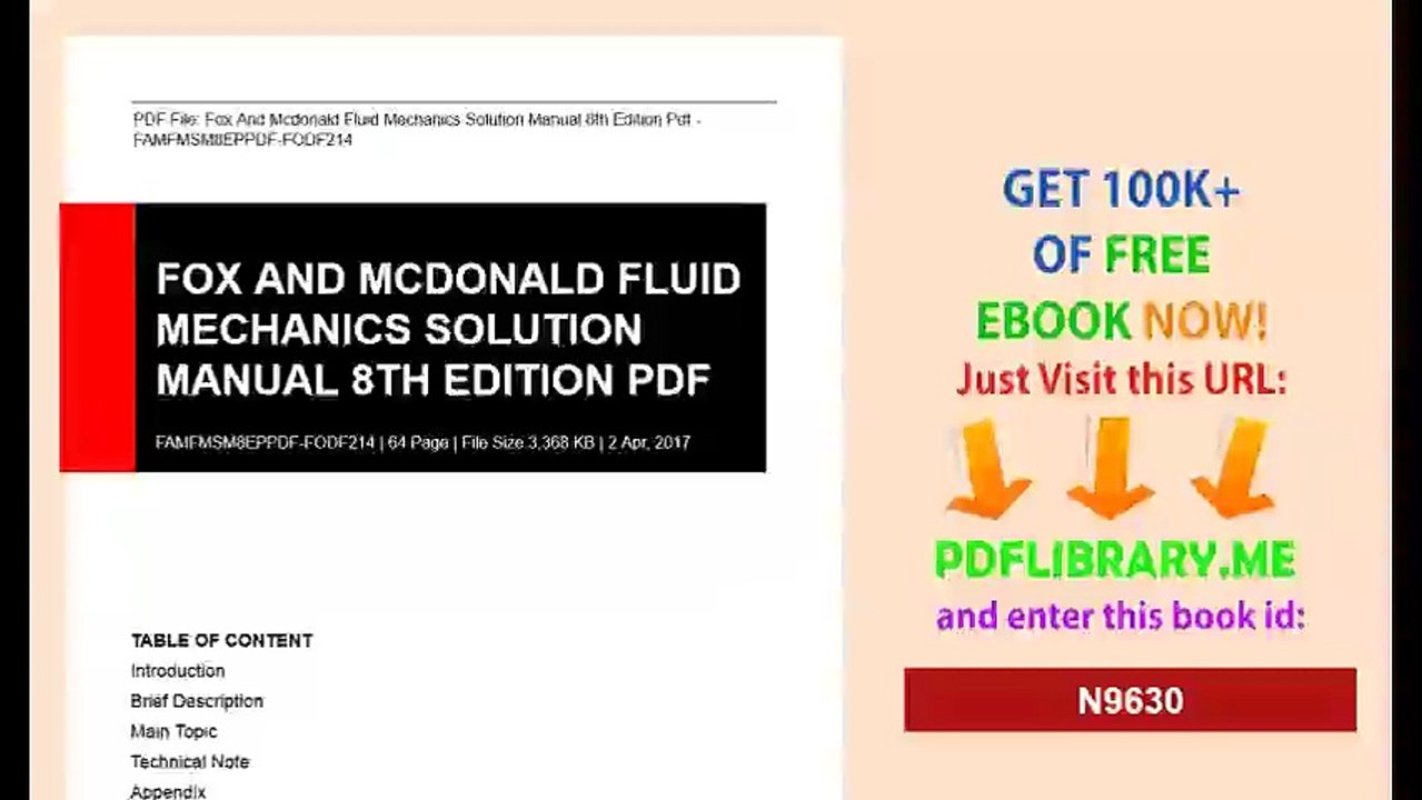 Fox And Mcdonald Fluid Mechanics Solution Manual 8th Edition Pdf