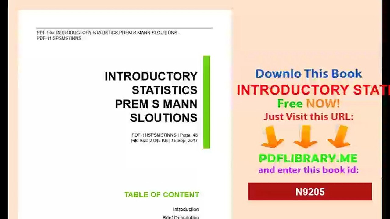 INTRODUCTORY STATISTICS PREM S MANN SLOUTIONS