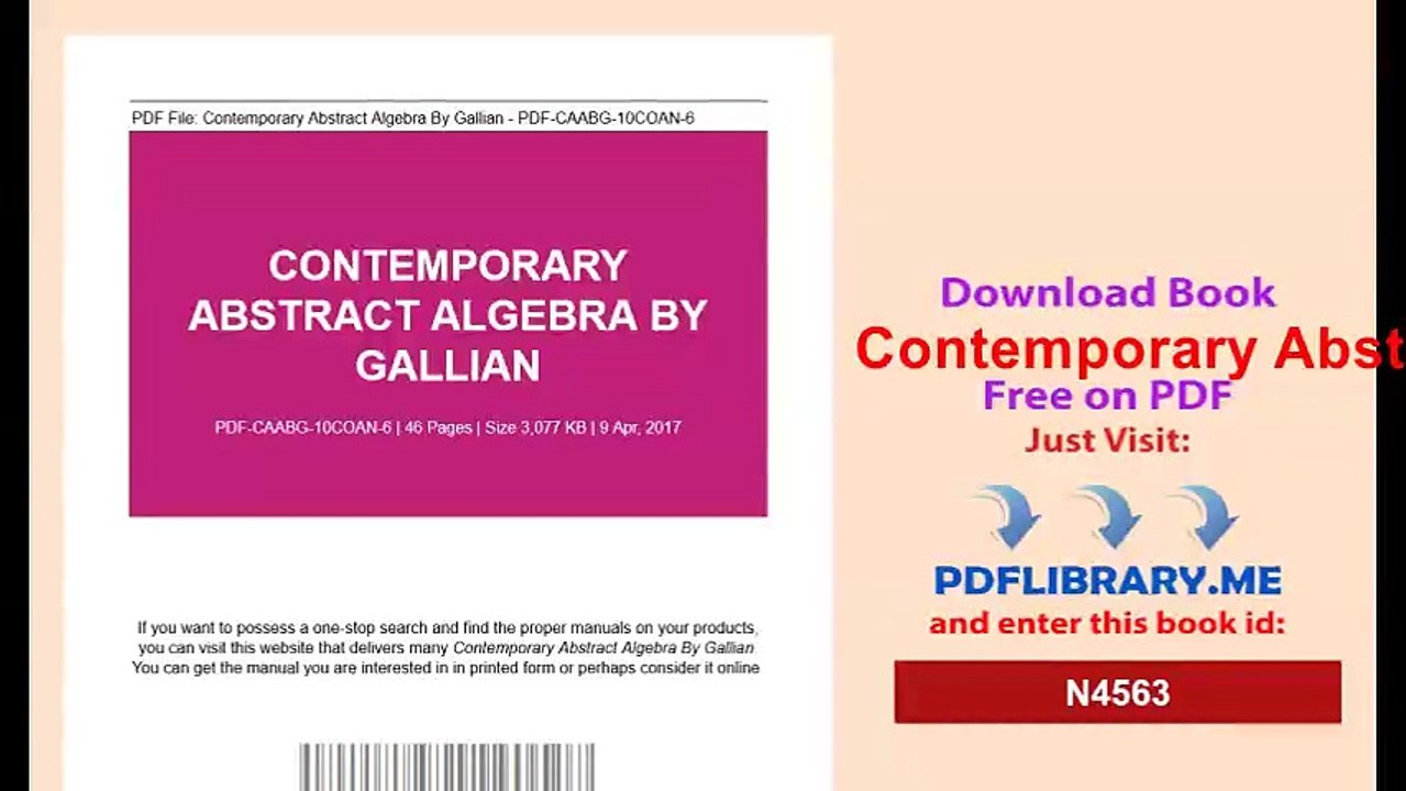 Contemporary Abstract Algebra By Gallian